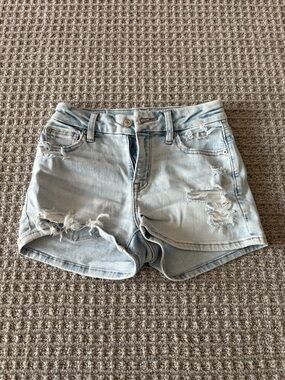 American Eagle Outfitters Light Blue Distressed Denim Shorts